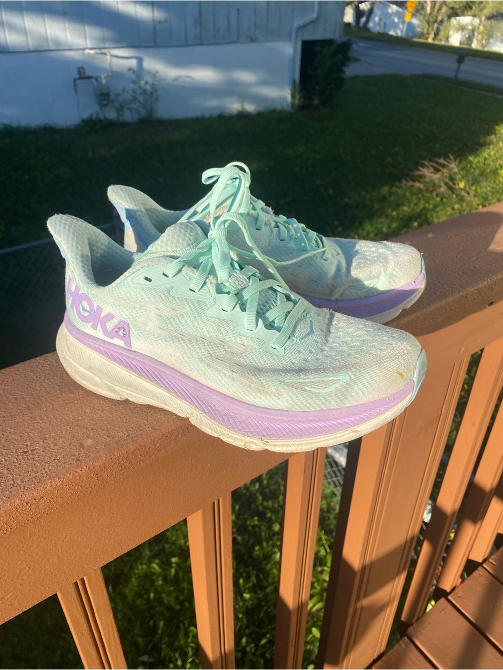 Hoka Mint Green with Lavender Accent Sneakers